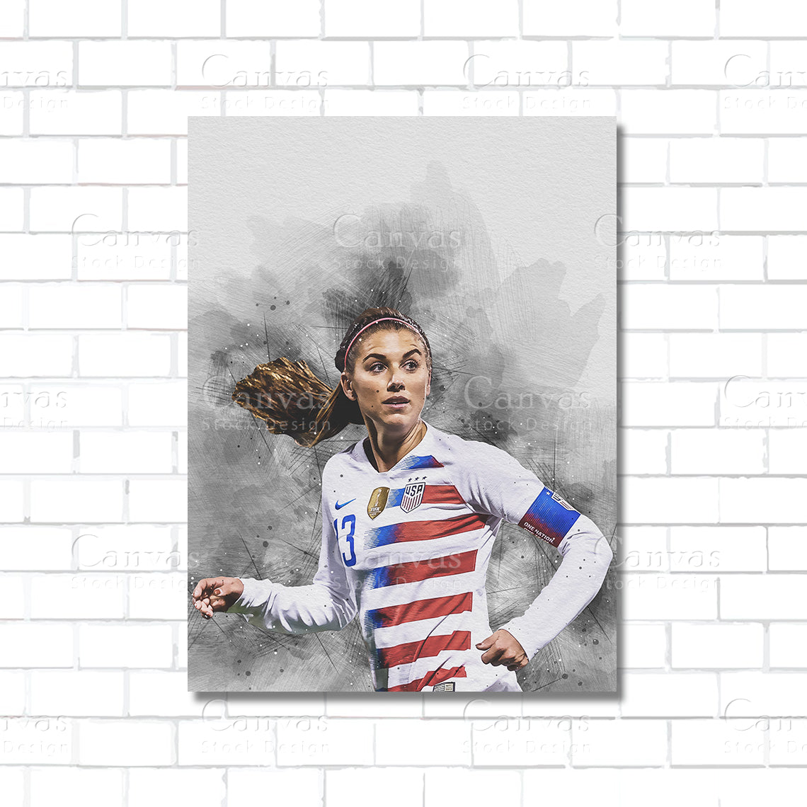 Alex Morgan soccer star canvas wall art – soccer poster print for sports rooms and fan caves