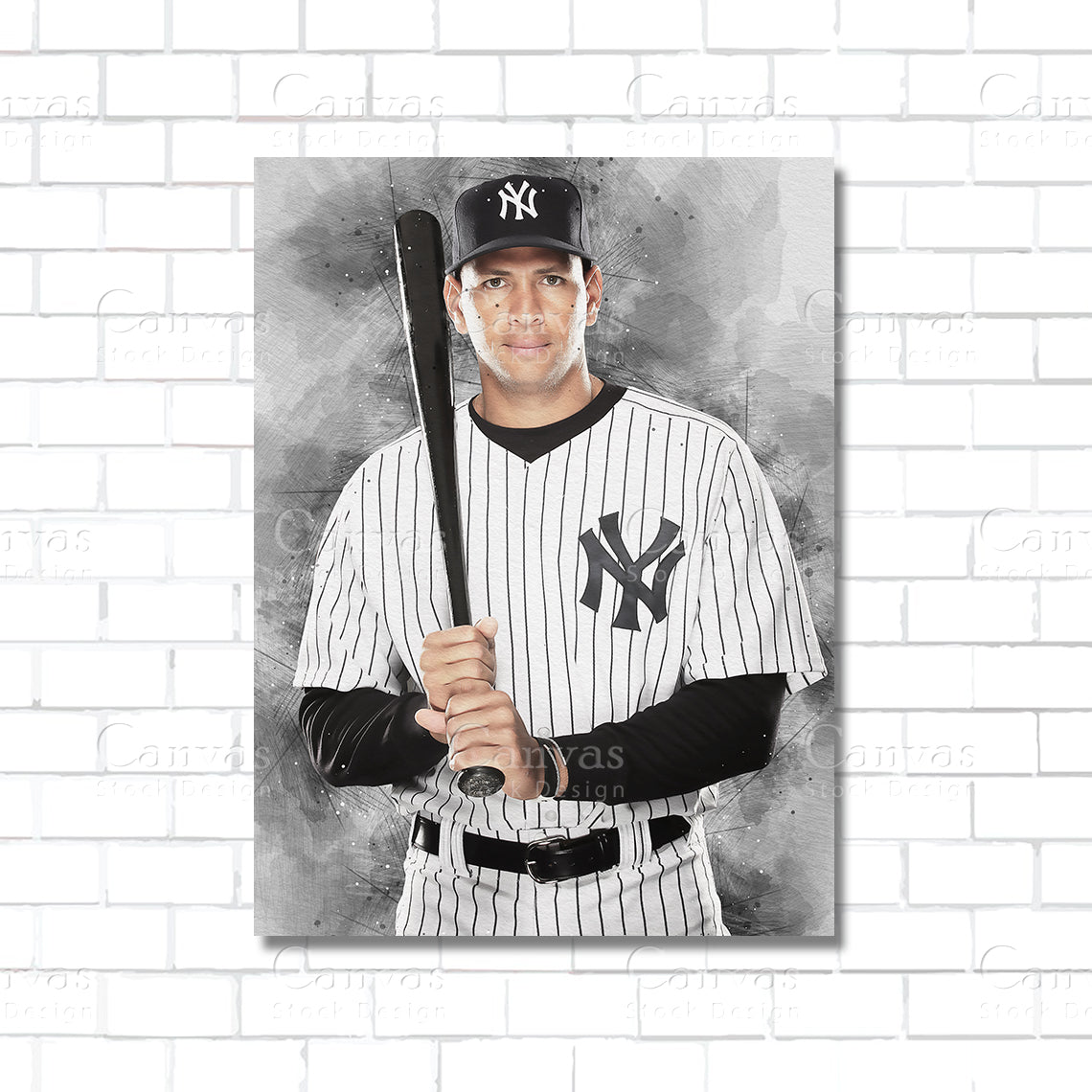 Alex Rodriguez New York Yankees baseball canvas wall art – poster print for sports room, man cave, and home decor