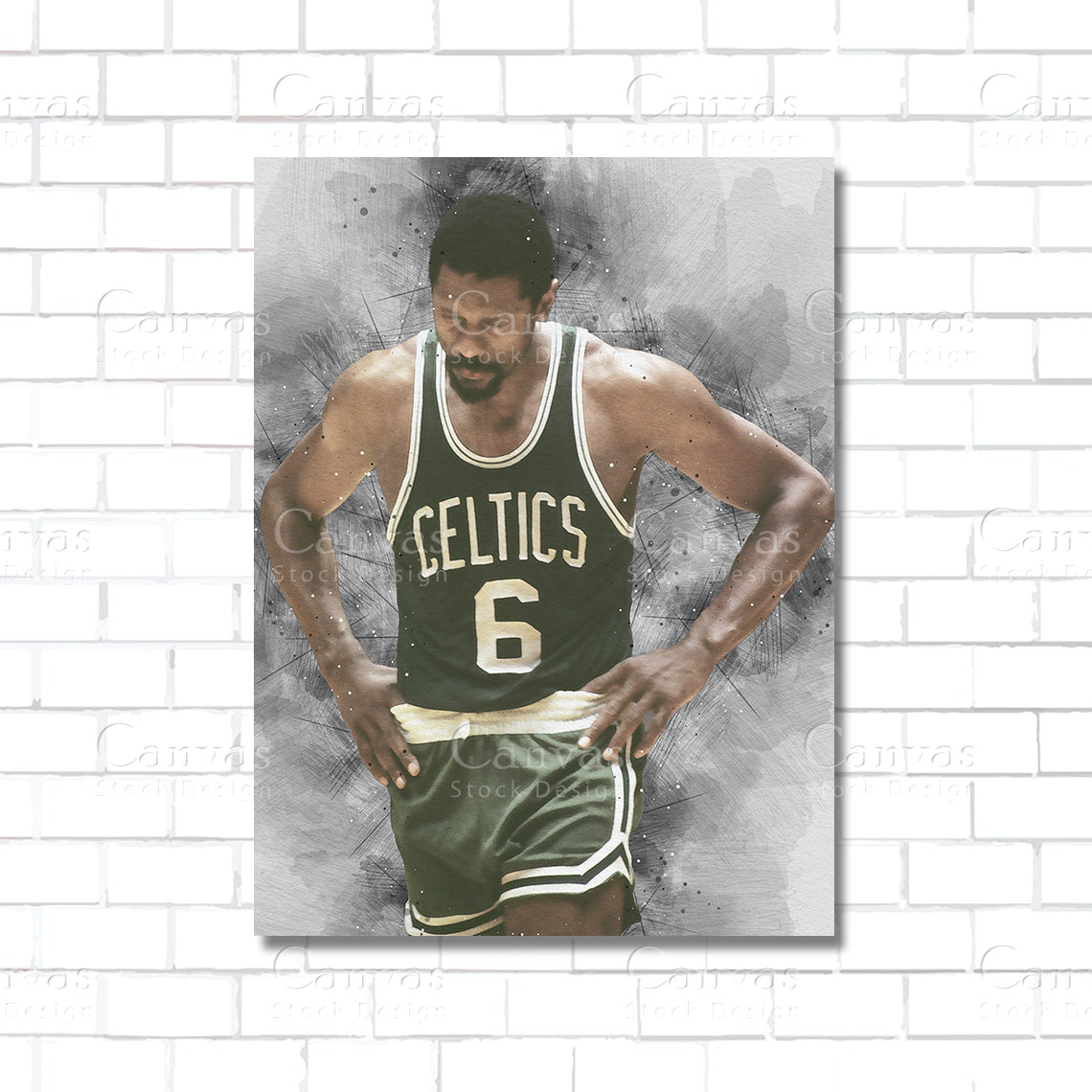Bill Russell canvas wall art NBA legend basketball poster