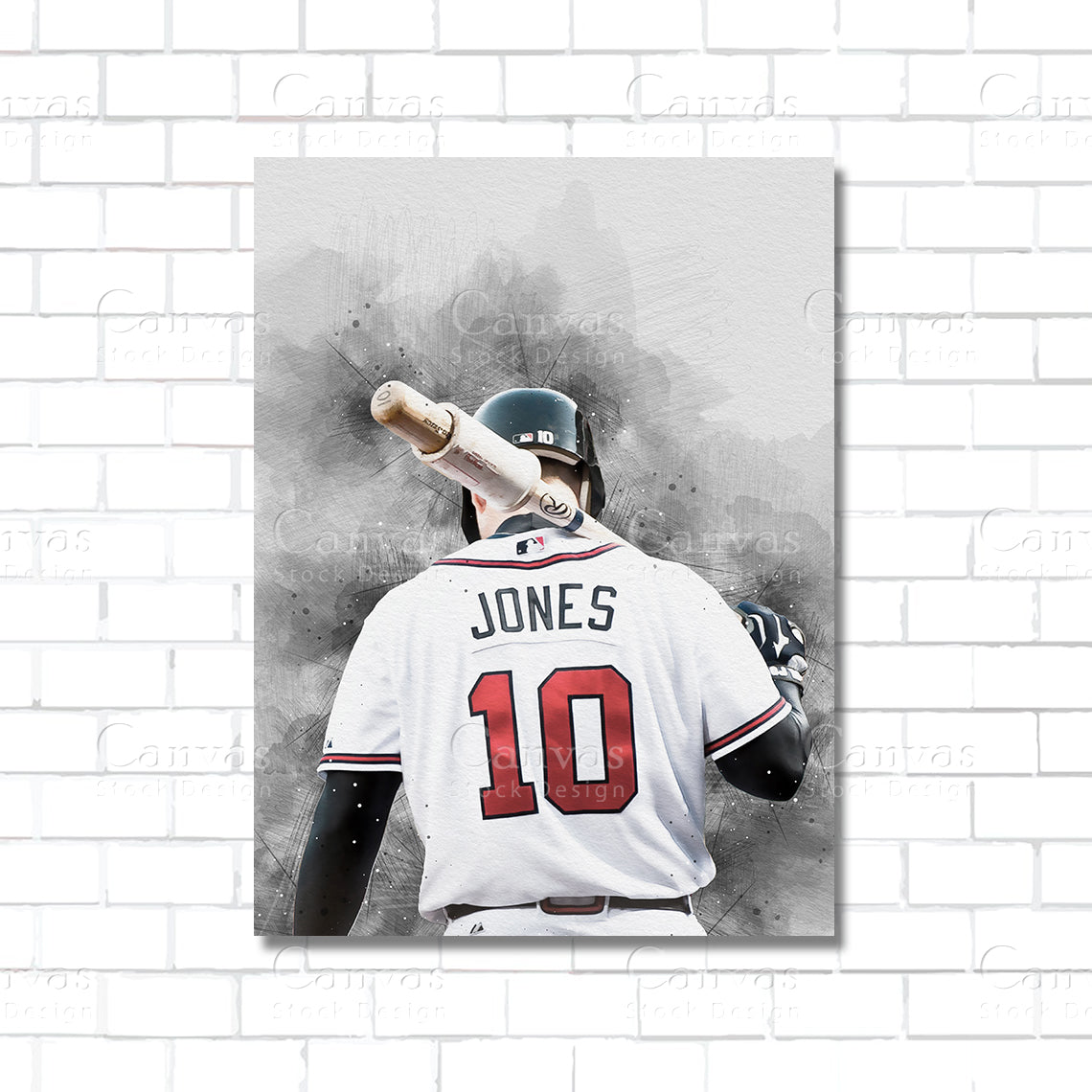 Chipper Jones Atlanta Braves baseball canvas wall art – poster print for sports room, man cave, and home decor
