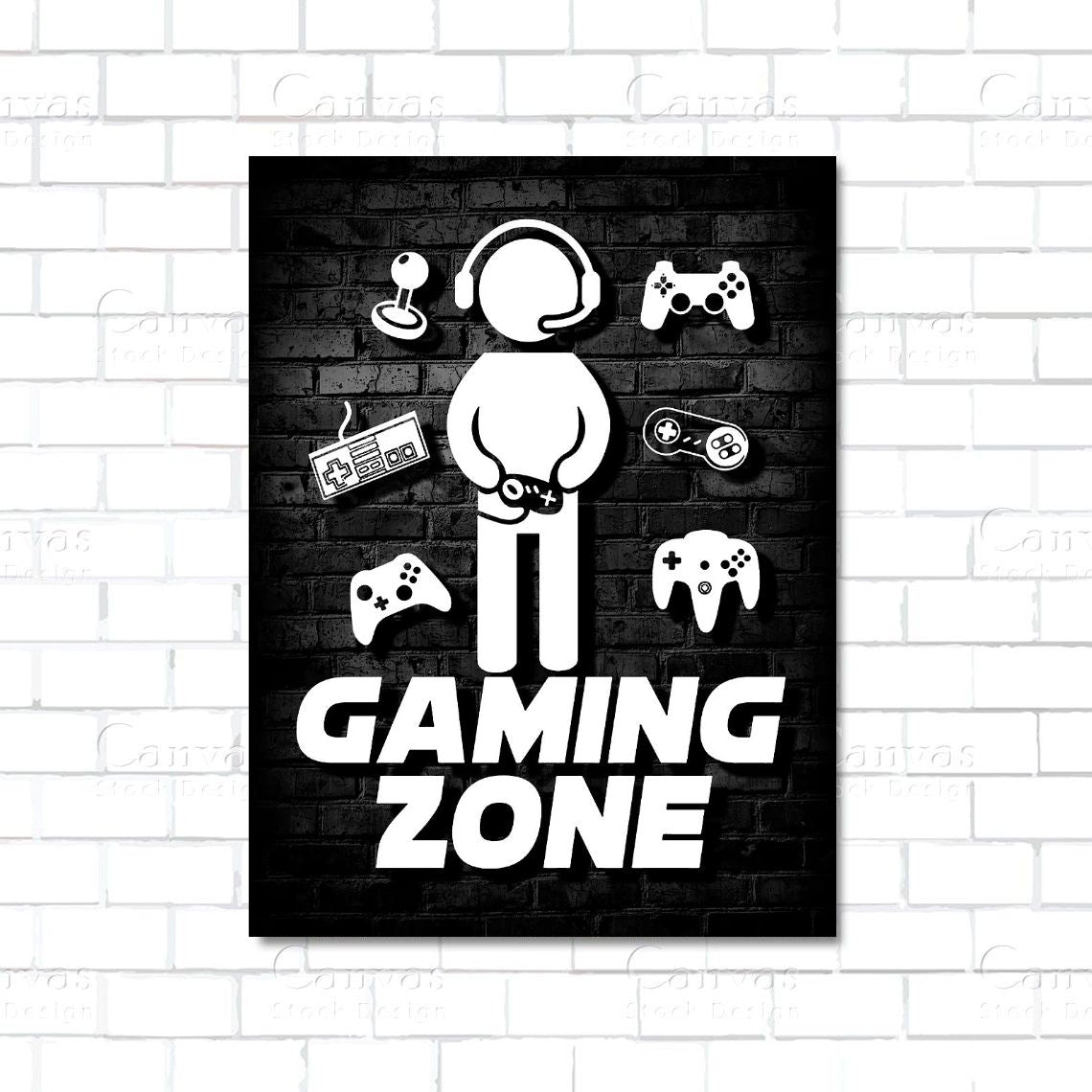 Gaming Zone canvas wall art with bold gamer room design