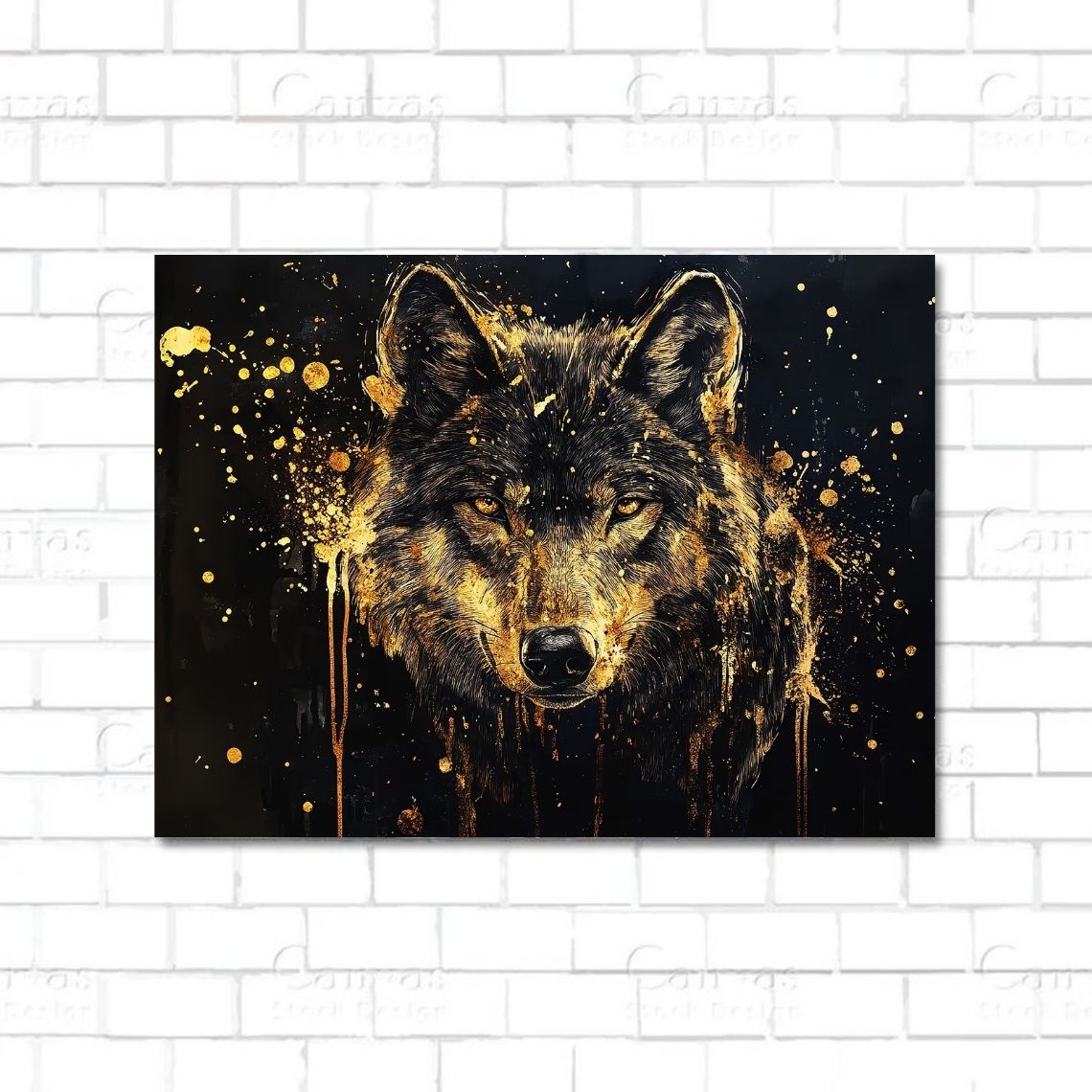 Golden wolf – majestic canvas wall art symbolizing strength, loyalty, and wild spirit