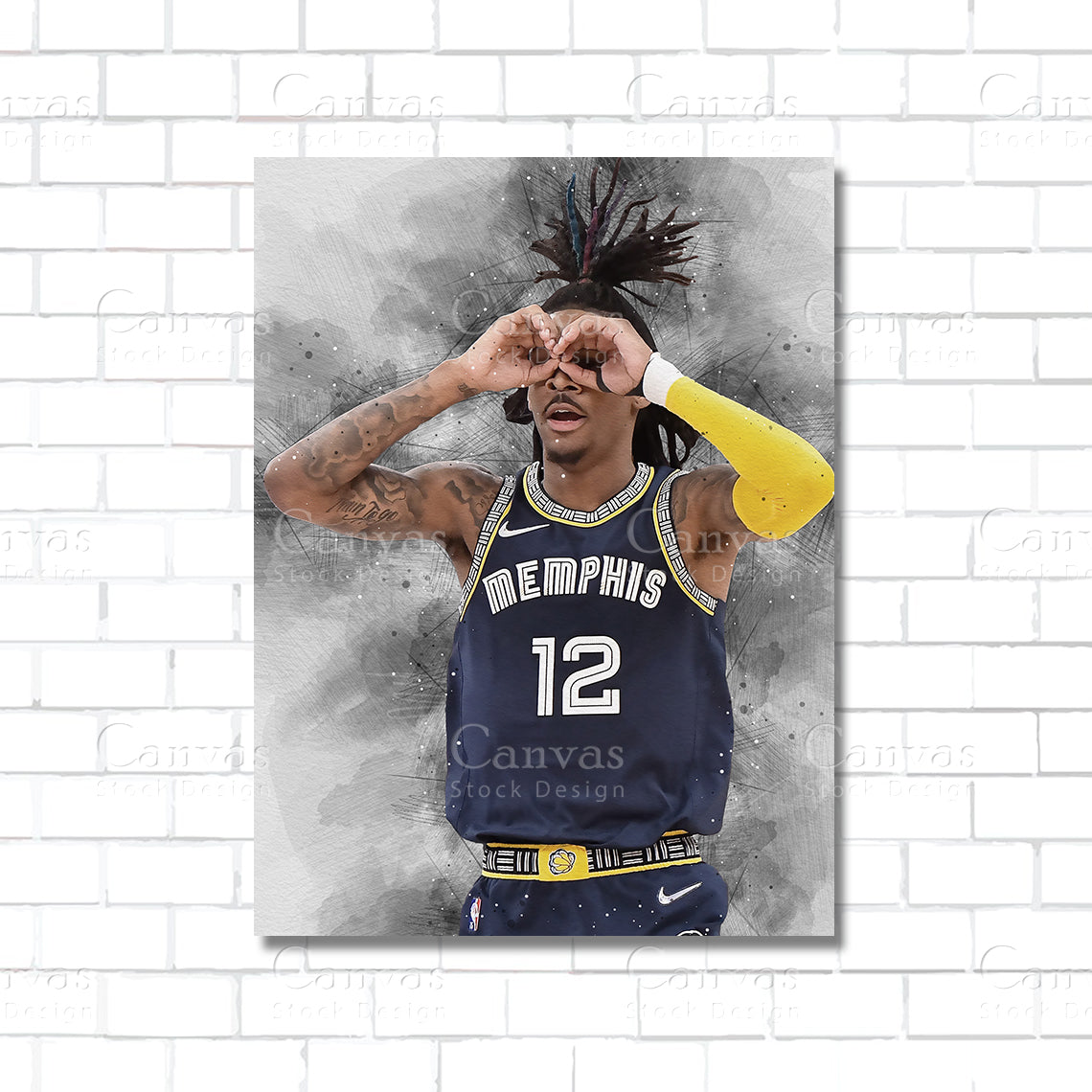 Ja Morant NBA basketball canvas wall art – Memphis Grizzlies poster print for fan rooms and man caves