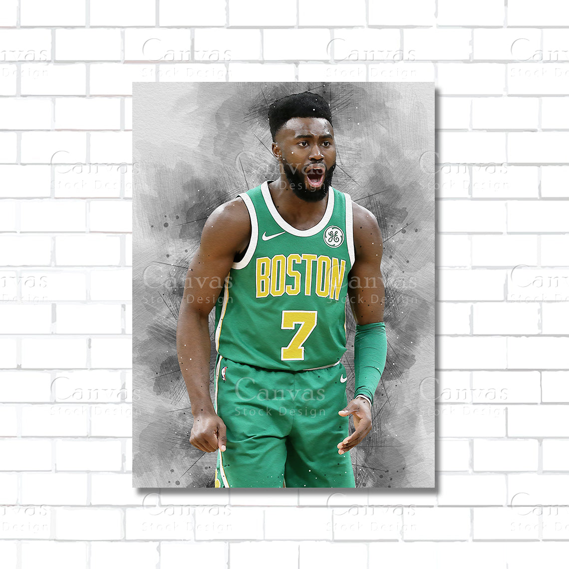 Jaylen Brown NBA basketball canvas wall art – Boston Celtics poster print for fan rooms and man caves