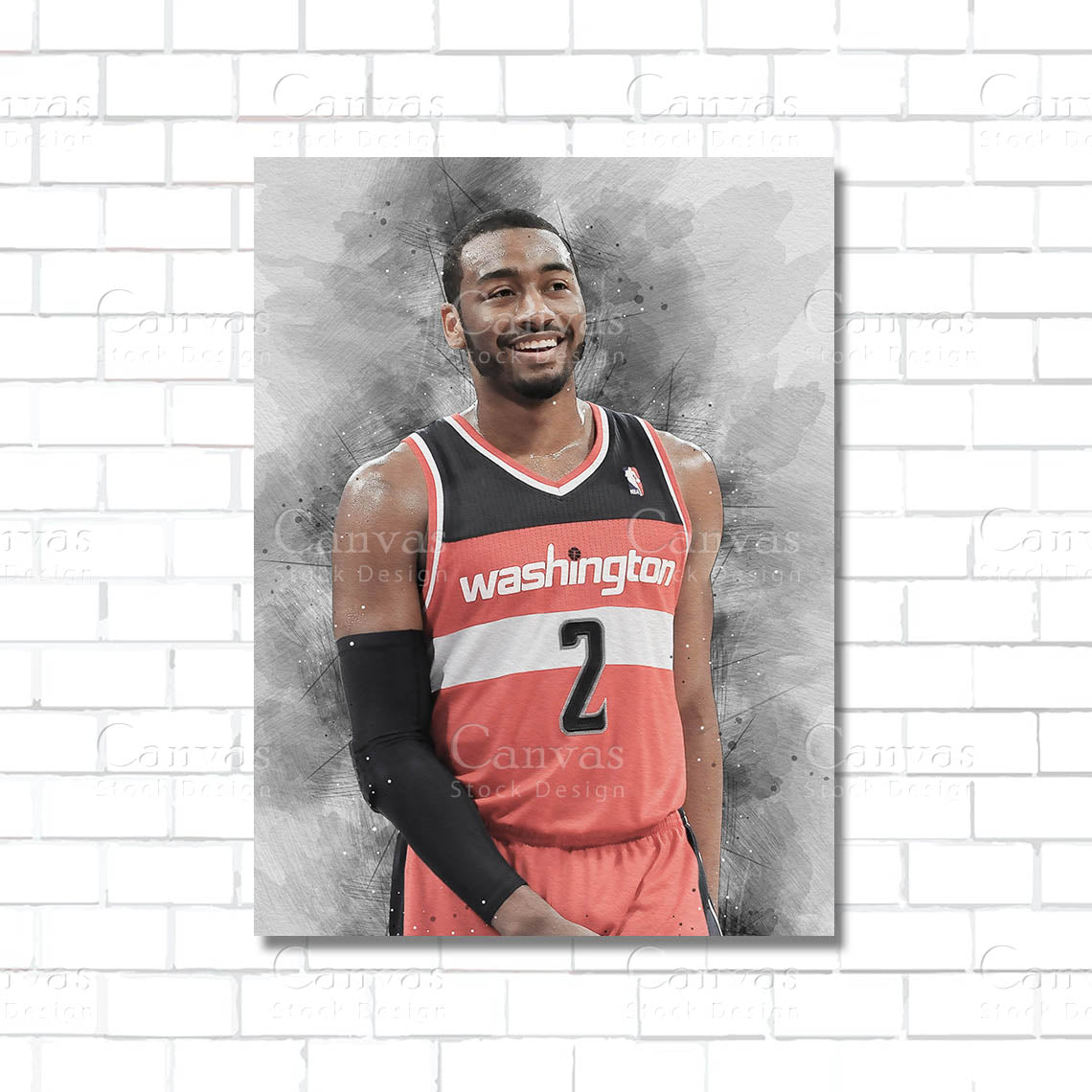 John Wall NBA canvas wall art – basketball poster print for game room or man cave decor