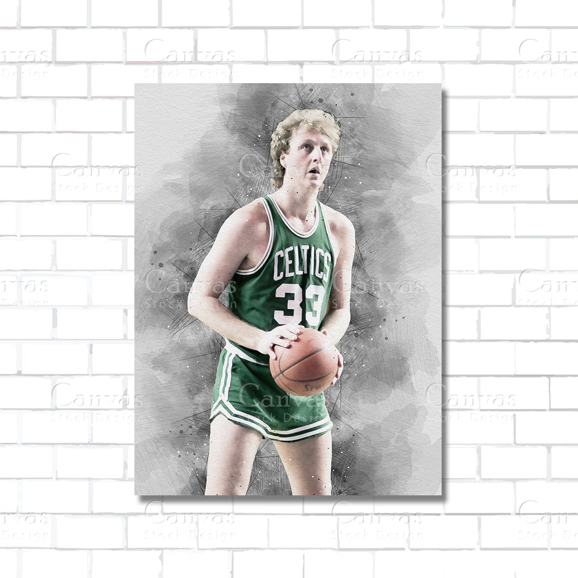 Larry Bird Boston Celtics NBA canvas wall art – basketball legend poster print for sports rooms and man caves