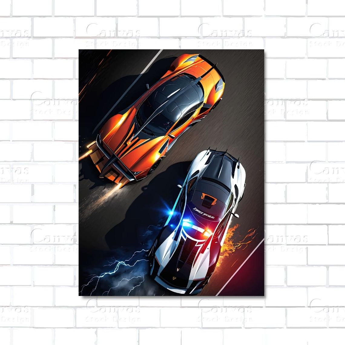 Need For Speed Nissan GTR canvas wall art – street racing car in motion with urban background