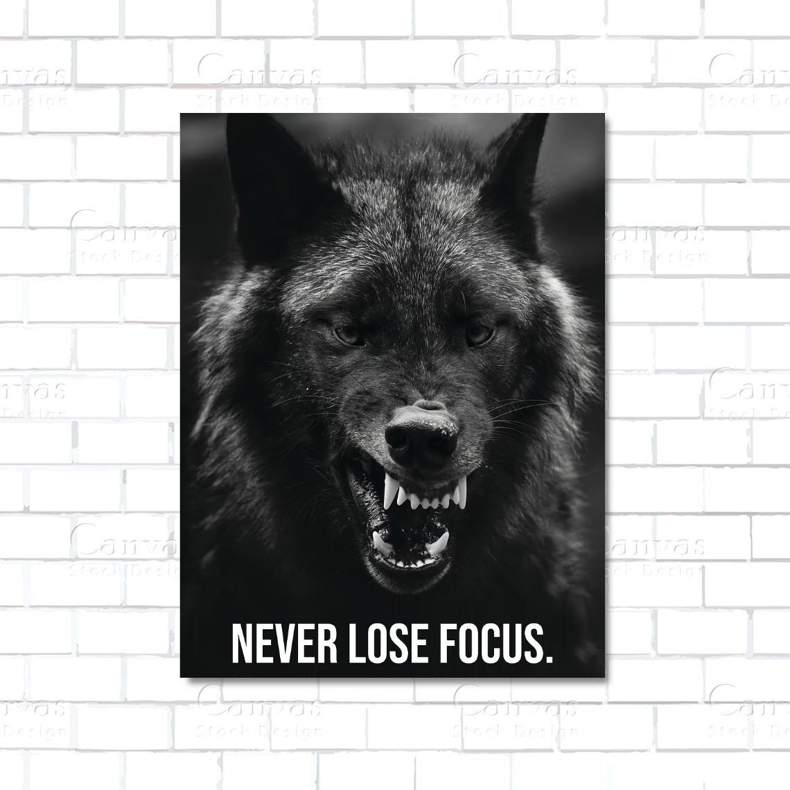 Never Lose FOCUS – bold black and white motivational canvas wall art for office, gym, or workspace