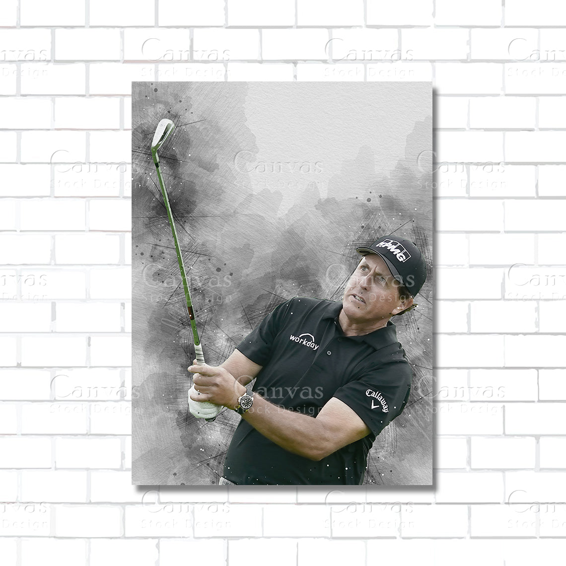 Phil Mickelson golf canvas wall art – PGA champion print for golf room decor