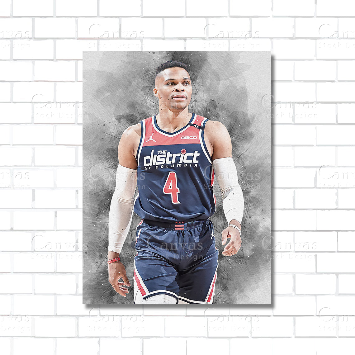 Russell Westbrook NBA basketball canvas wall art – poster print for man cave, sports room, and basketball fan decor
