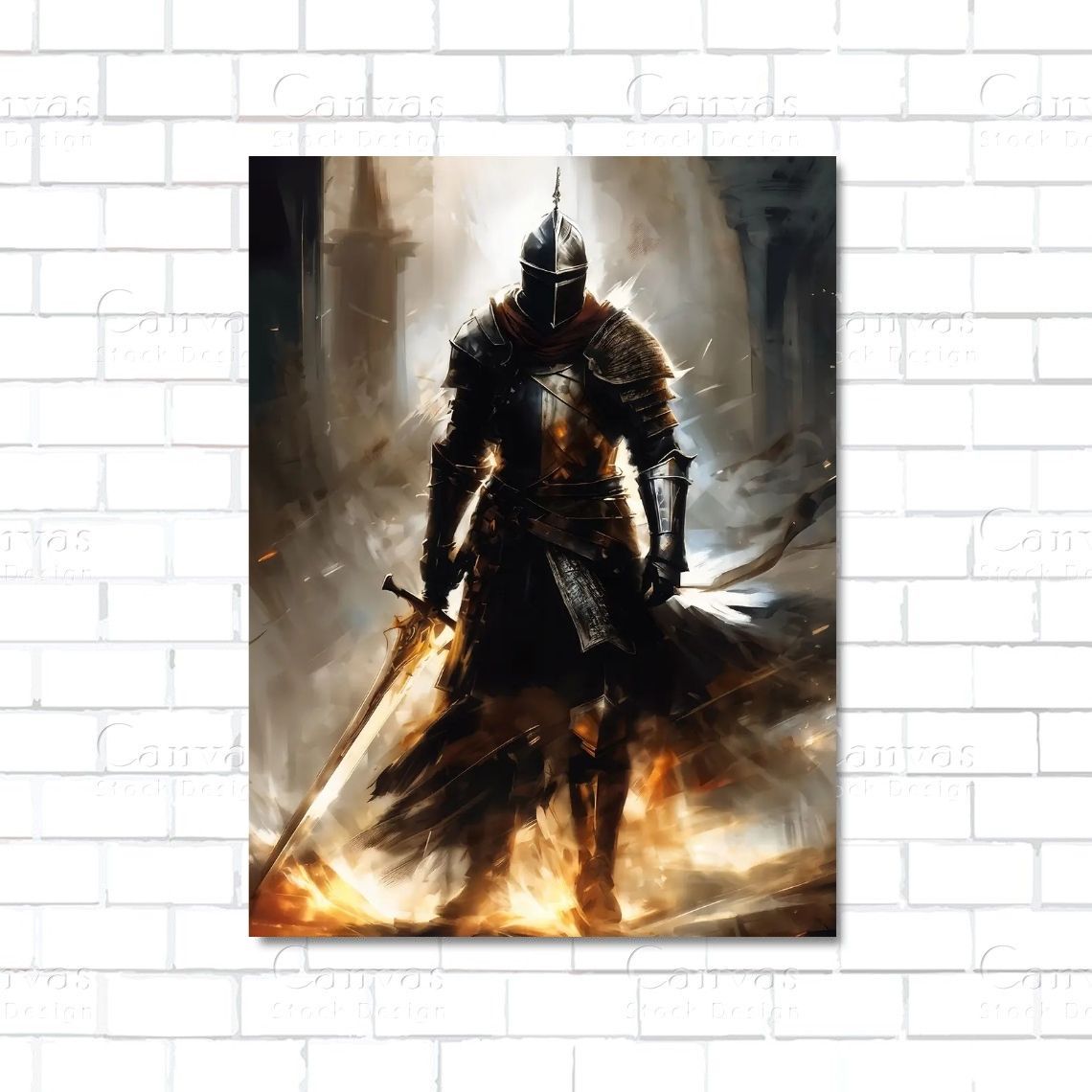 Unleash intensity with the Warrior of the Darkness canvas print. A powerful dark fantasy hero artwork perfect for gamers and bold interior decor. Free shipping included.
