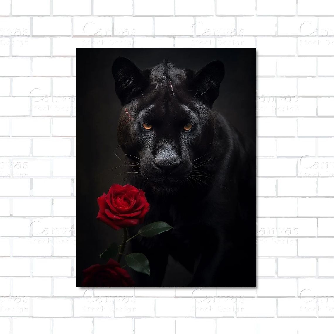 Black panther with battle scars – jungle warrior canvas wall art representing strength and resilience