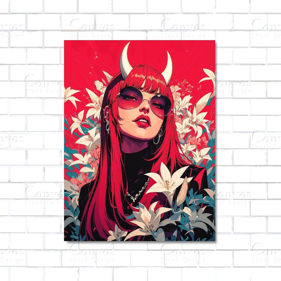 Retro anime girl in vintage 90s style – nostalgic Japanese canvas wall art for anime fans