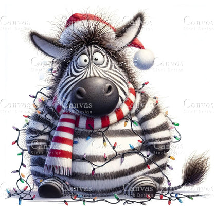 Cute Zebra, Watercolor, Jpgs, Bundle, Junk Journal, Christmas, Christmas Clipart, Digital Download