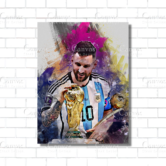 Lionel Messi Poster, Kids Wall Decor, Soccer Fan, Man Cave Gift for Him - Her, Sports Canvas Wall Art