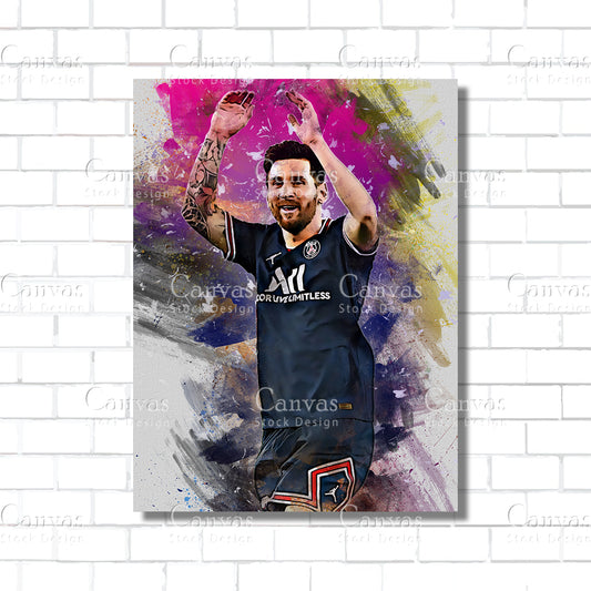 Lionel Messi Poster, Kids Wall Decor, Soccer Fan, Man Cave Gift for Him - Her, Sports Canvas Wall Art