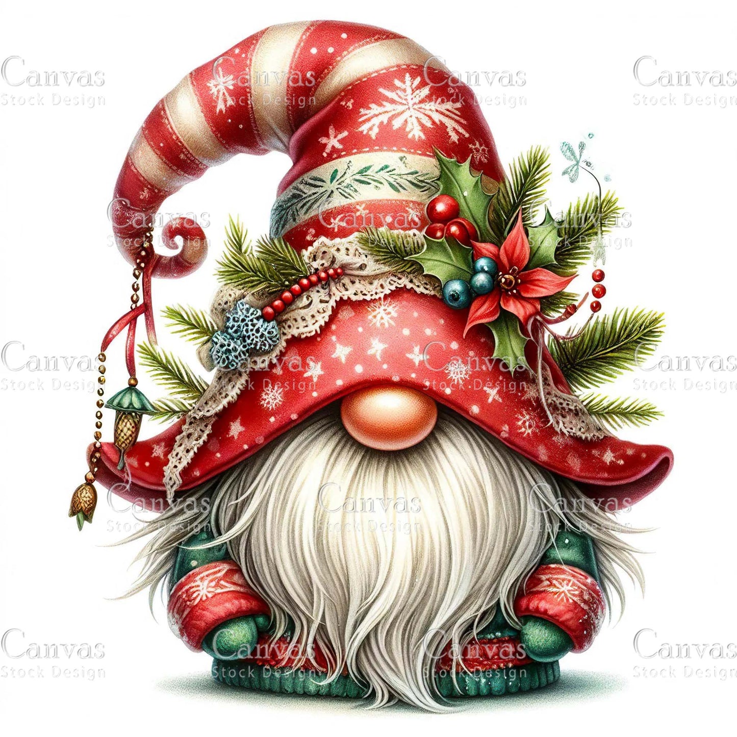 Watercolor Christmas gnome clipart, Watercolour Christmas clipart, Christmas background, Winter clipart, Christmas printable