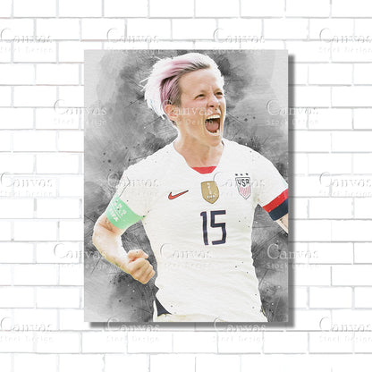 Megan Rapinoe Poster, Kids Wall Decor, Soccer Fan, Man Cave Gift for Him - Her, Sports Canvas Wall Art