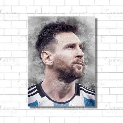 Lionel Messi Poster, Kids Wall Decor, Soccer Fan, Man Cave Gift for Him - Her, Sports Canvas Wall Art