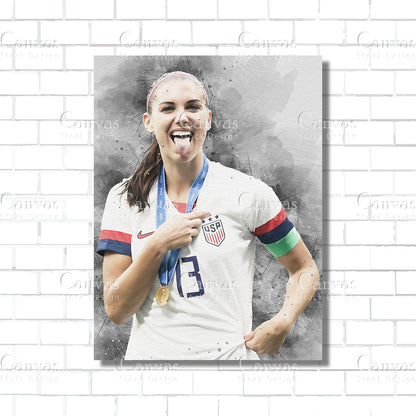 Alex Morgan Poster, Kids Wall Decor, Soccer Fan, Man Cave Gift for Him - Her, Sports Canvas Wall Art