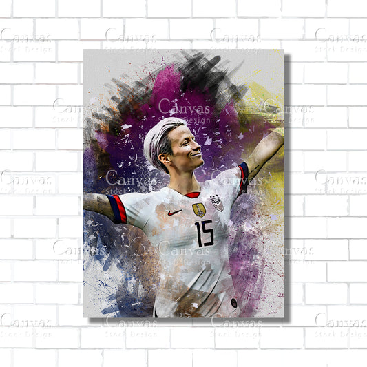 Megan Rapinoe Poster, Kids Wall Decor, Soccer Fan, Man Cave Gift for Him - Her, Sports Canvas Wall Art