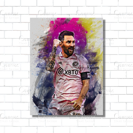 Lionel Messi Poster, Kids Wall Decor, Soccer Fan, Man Cave Gift for Him - Her, Sports Canvas Wall Art