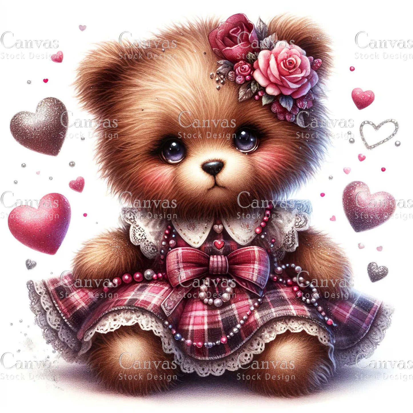 Watercolor teddy bear clipart, Spring clipart, Valentines clipart, Woodland animal clipart, Valentine printable, Valentines crafts