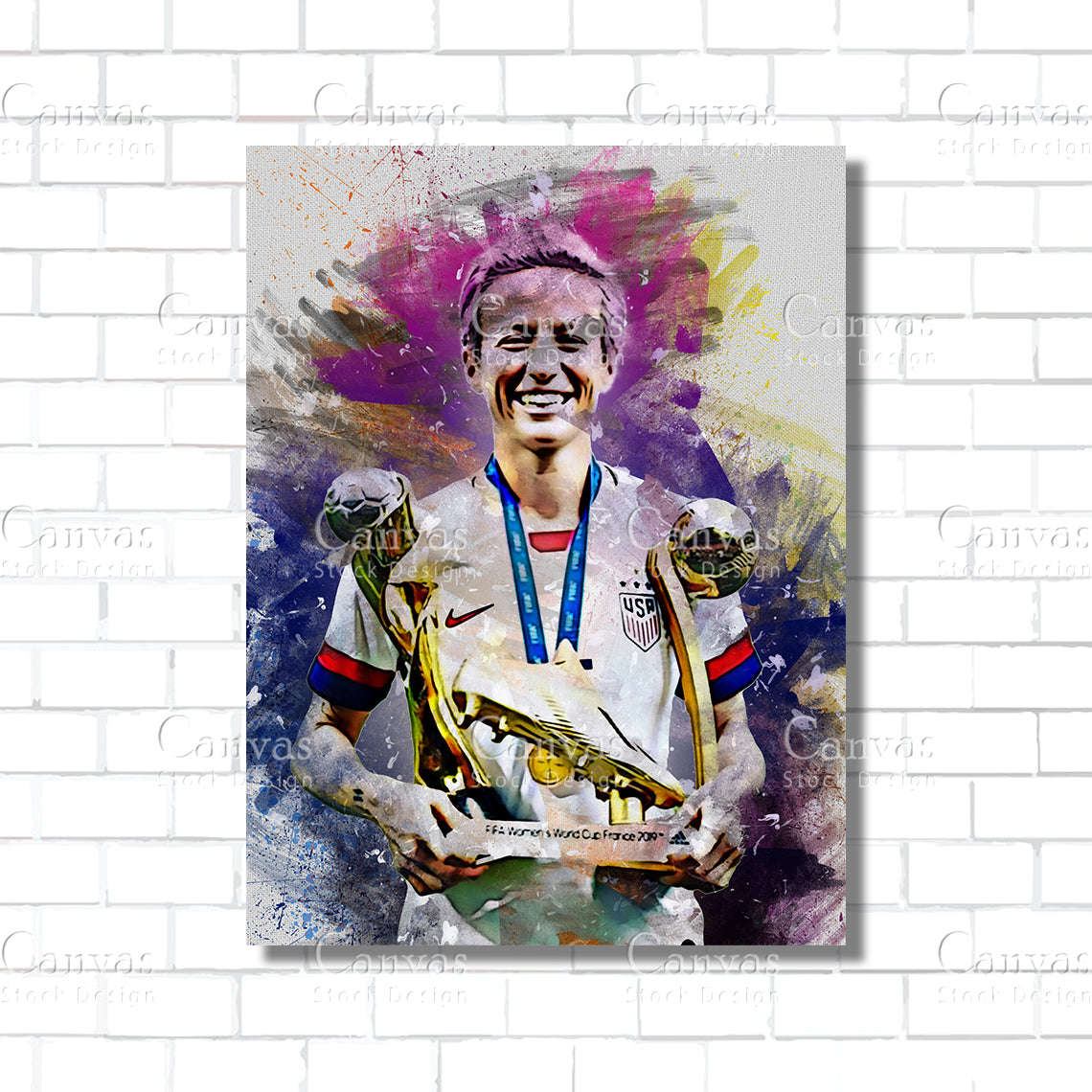 Megan Rapinoe Poster, Kids Wall Decor, Soccer Fan, Man Cave Gift for Him - Her, Sports Canvas Wall Art