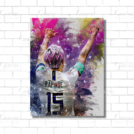 Megan Rapinoe Poster, Kids Wall Decor, Soccer Fan, Man Cave Gift for Him - Her, Sports Canvas Wall Art