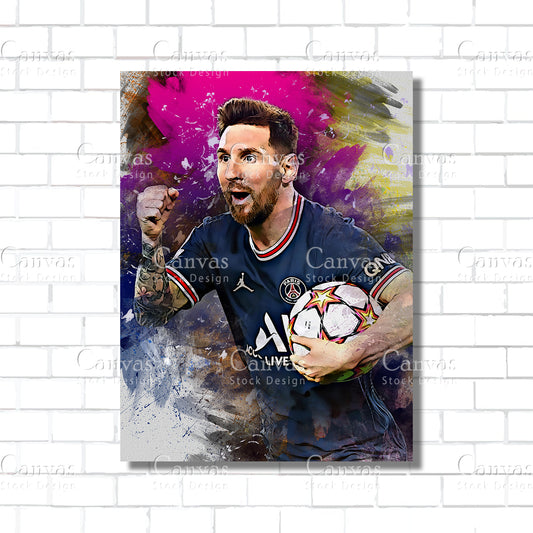 Lionel Messi Poster, Kids Wall Decor, Soccer Fan, Man Cave Gift for Him - Her, Sports Canvas Wall Art