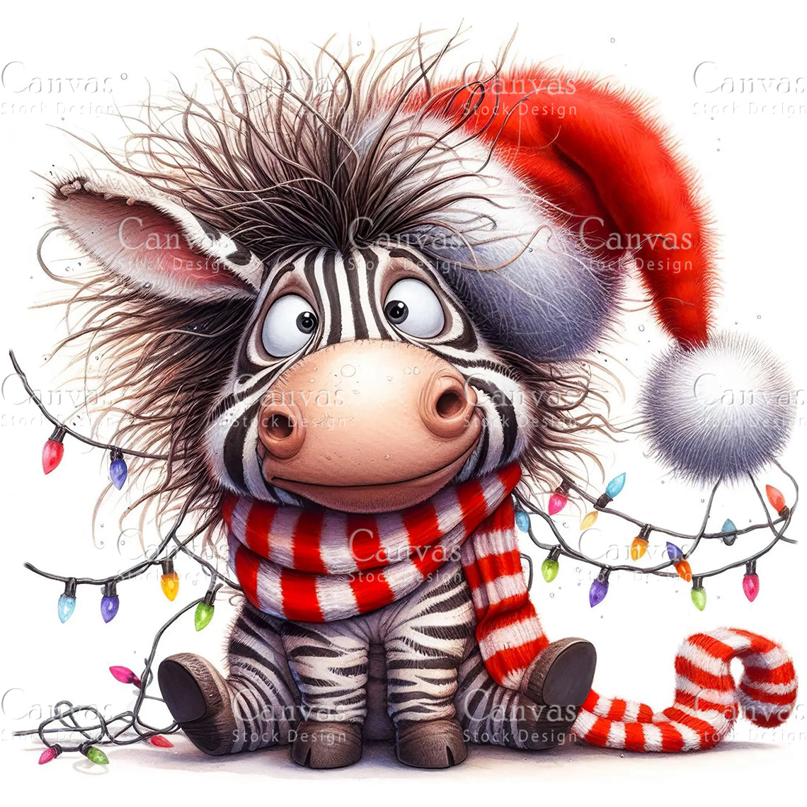 Cute Zebra, Watercolor, Jpgs, Bundle, Junk Journal, Christmas, Christmas Clipart, Digital Download