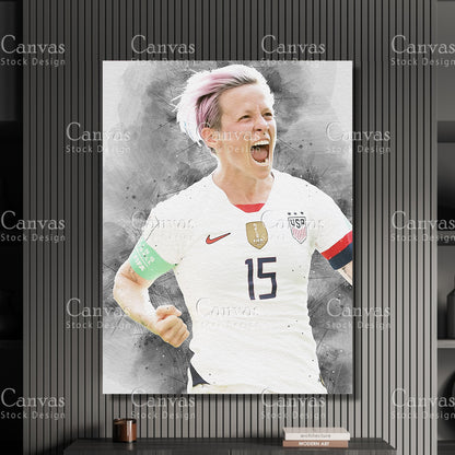 Megan Rapinoe Poster, Kids Wall Decor, Soccer Fan, Man Cave Gift for Him - Her, Sports Canvas Wall Art