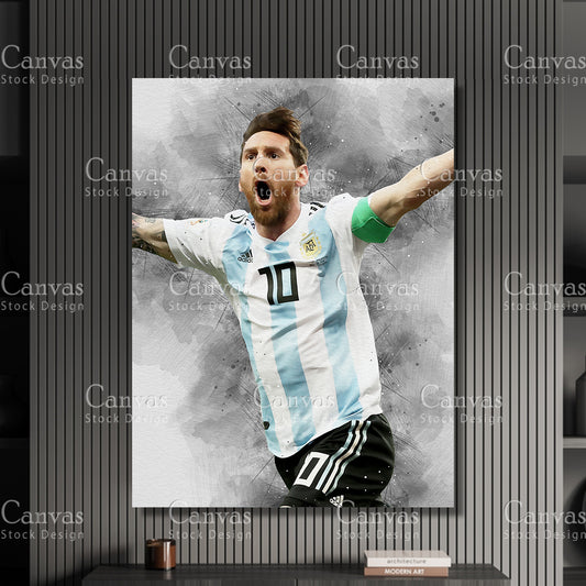 Lionel Messi Poster, Kids Wall Decor, Soccer Fan, Man Cave Gift for Him - Her, Sports Canvas Wall Art