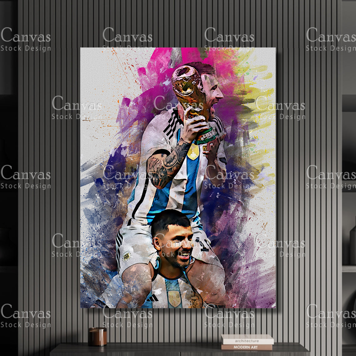 Lionel Messi Poster, Kids Wall Decor, Soccer Fan, Man Cave Gift for Him - Her, Sports Canvas Wall Art