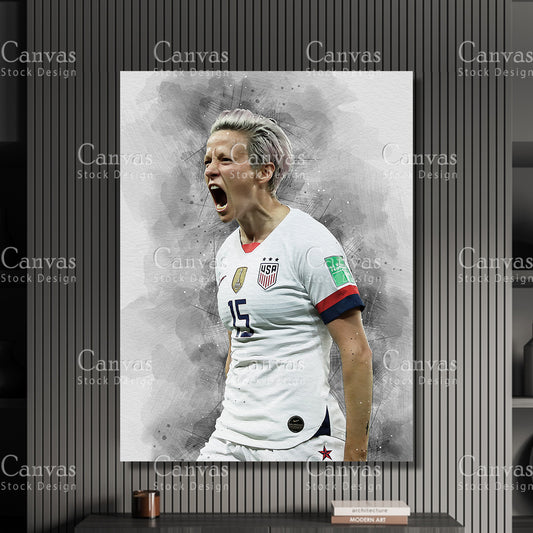 Megan Rapinoe Poster, Kids Wall Decor, Soccer Fan, Man Cave Gift for Him - Her, Sports Canvas Wall Art