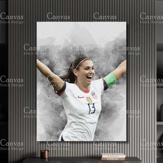 Alex Morgan Poster, Kids Wall Decor, Soccer Fan, Man Cave Gift for Him - Her, Sports Canvas Wall Art