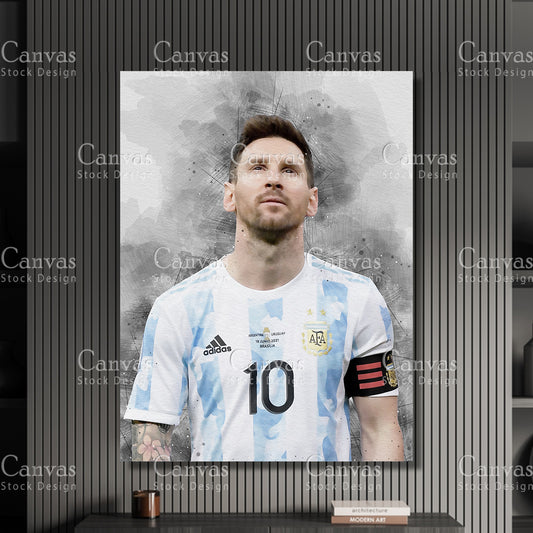 Lionel Messi Poster, Kids Wall Decor, Soccer Fan, Man Cave Gift for Him - Her, Sports Canvas Wall Art