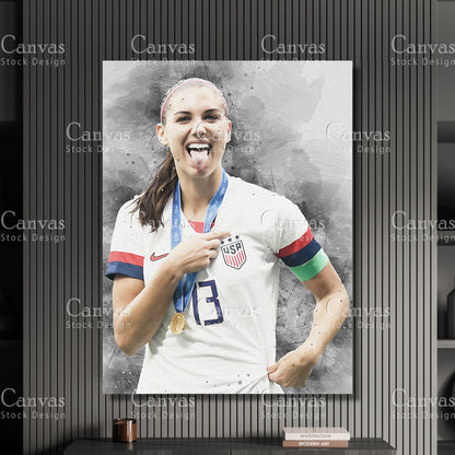 Alex Morgan Poster, Kids Wall Decor, Soccer Fan, Man Cave Gift for Him - Her, Sports Canvas Wall Art