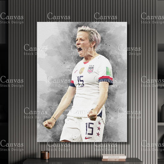 Megan Rapinoe Poster, Kids Wall Decor, Soccer Fan, Man Cave Gift for Him - Her, Sports Canvas Wall Art