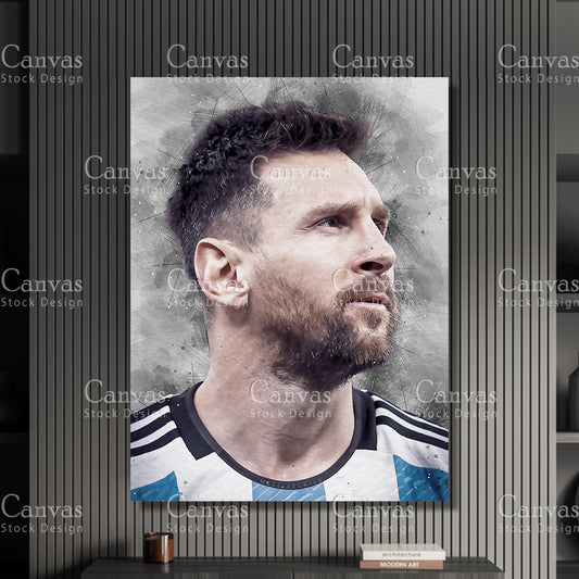 Lionel Messi Poster, Kids Wall Decor, Soccer Fan, Man Cave Gift for Him - Her, Sports Canvas Wall Art