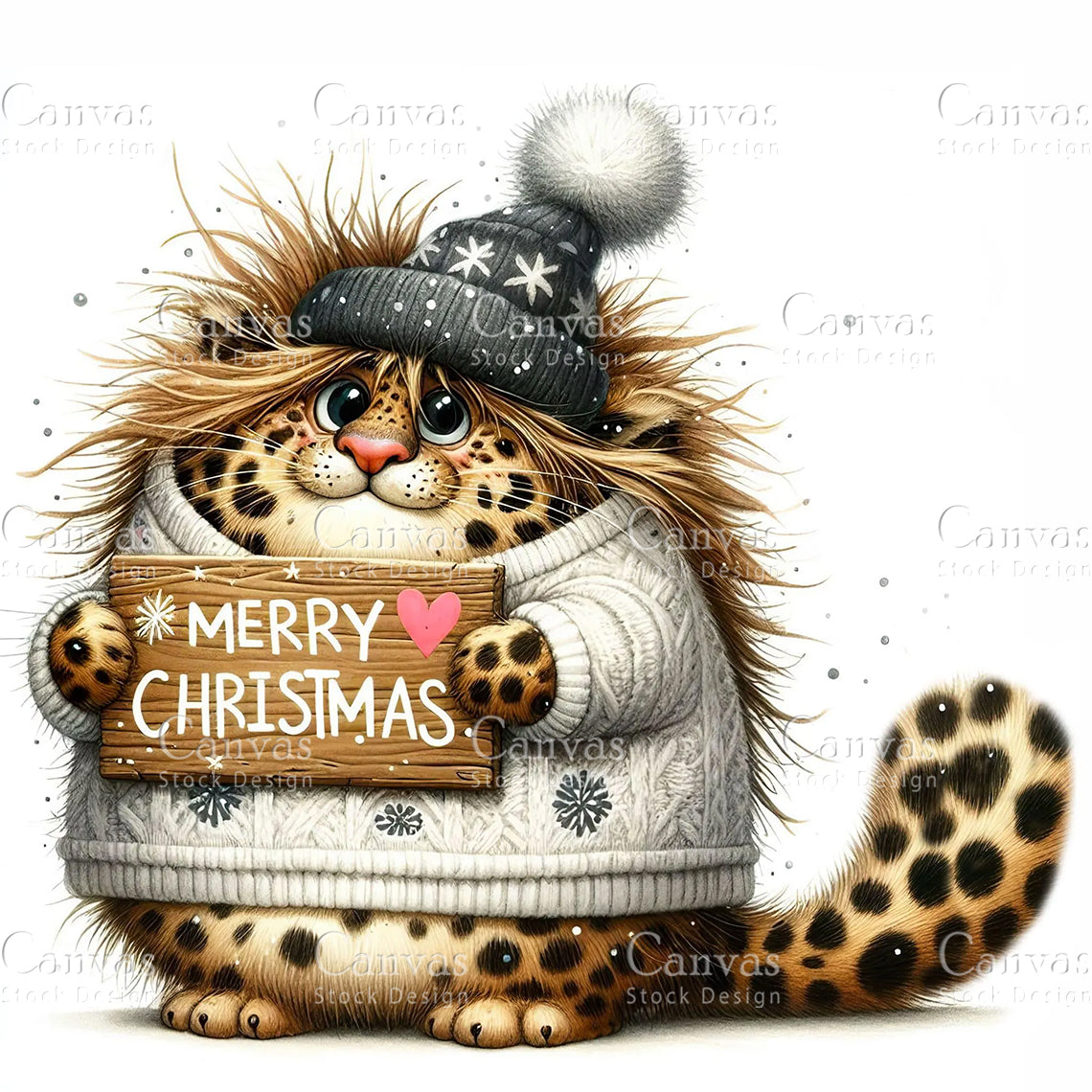 Cute Leopard, Watercolor, Jpgs, Bundle, Junk Journal, Christmas, Christmas Clipart, Digital Download