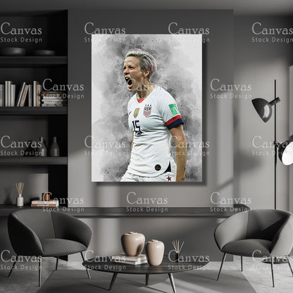 Megan Rapinoe Poster, Kids Wall Decor, Soccer Fan, Man Cave Gift for Him - Her, Sports Canvas Wall Art