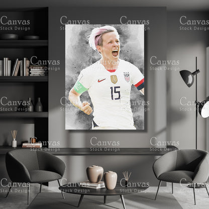 Megan Rapinoe Poster, Kids Wall Decor, Soccer Fan, Man Cave Gift for Him - Her, Sports Canvas Wall Art