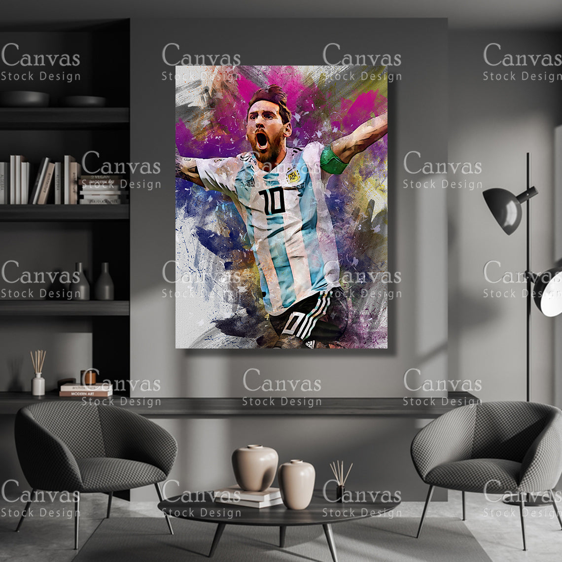 Lionel Messi Poster, Kids Wall Decor, Soccer Fan, Man Cave Gift for Him - Her, Sports Canvas Wall Art