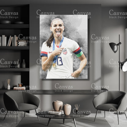 Alex Morgan Poster, Kids Wall Decor, Soccer Fan, Man Cave Gift for Him - Her, Sports Canvas Wall Art