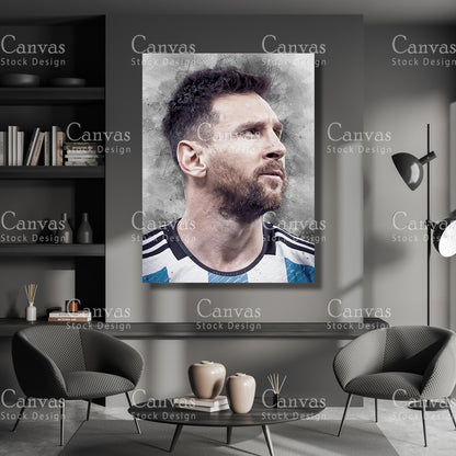 Lionel Messi Poster, Kids Wall Decor, Soccer Fan, Man Cave Gift for Him - Her, Sports Canvas Wall Art