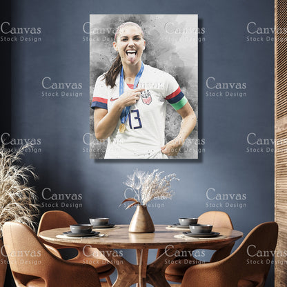 Alex Morgan Poster, Kids Wall Decor, Soccer Fan, Man Cave Gift for Him - Her, Sports Canvas Wall Art