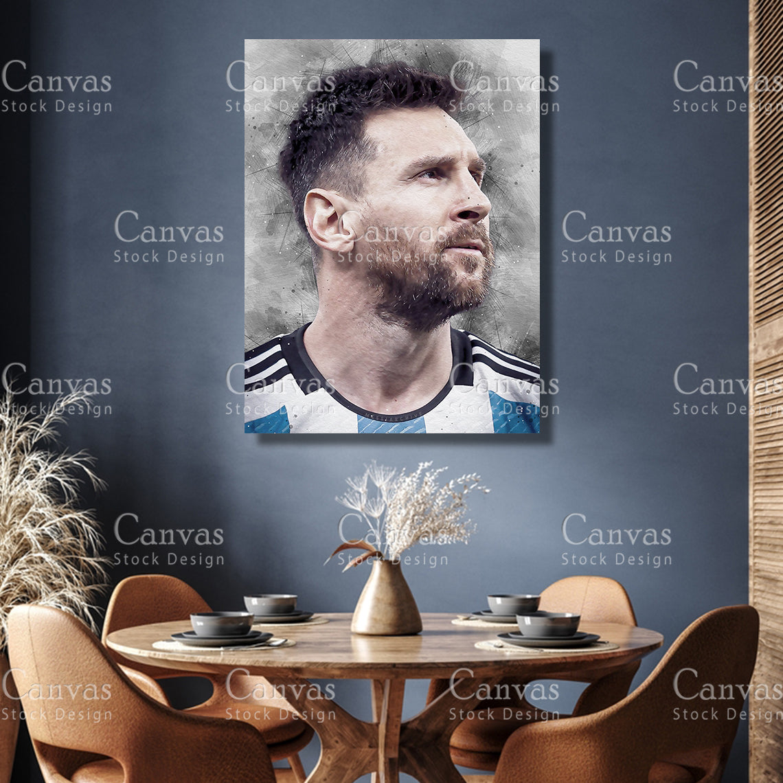 Lionel Messi Poster, Kids Wall Decor, Soccer Fan, Man Cave Gift for Him - Her, Sports Canvas Wall Art