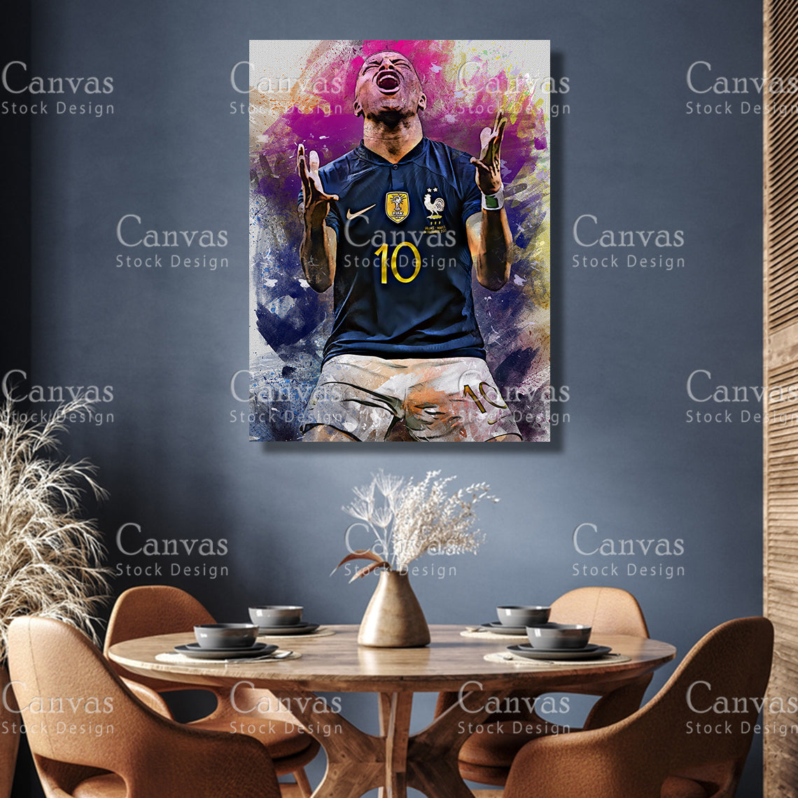 Kylian Mbappé Poster, Kids Wall Decor, Soccer Fan, Man Cave Gift for Him - Her, Sports Canvas Wall Art