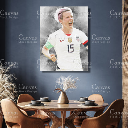 Megan Rapinoe Poster, Kids Wall Decor, Soccer Fan, Man Cave Gift for Him - Her, Sports Canvas Wall Art